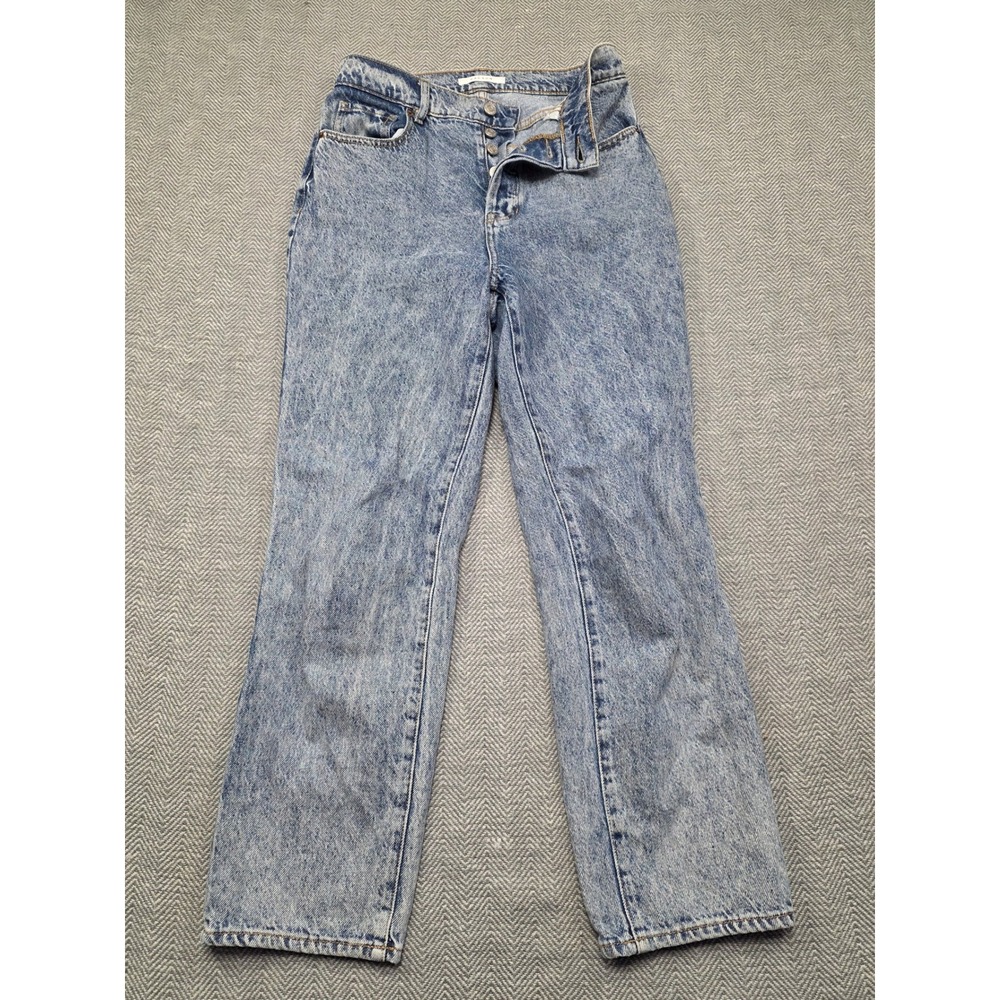 PacSun High Rise Straight Leg Jean Blue Acid Wash Button Fly 100% Cotton Size 26
